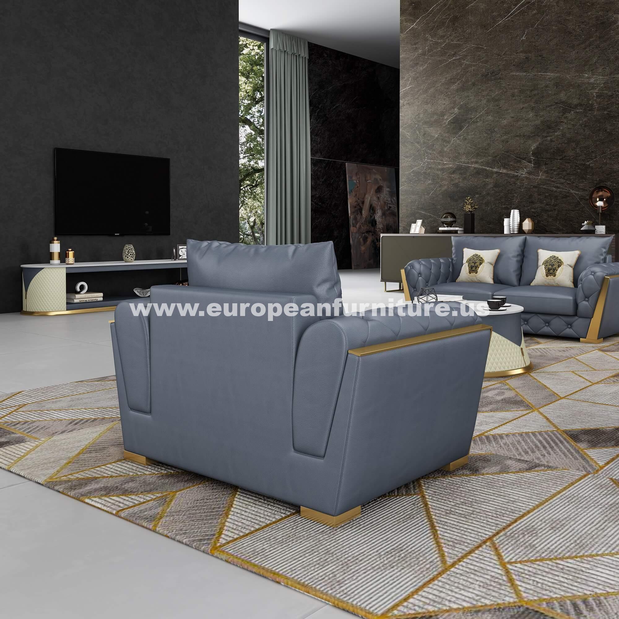 

    
 Order  Gray Italian Leather CASTELLO Sofa Set 3Pcs EUROPEAN FURNITURE Contemporary
