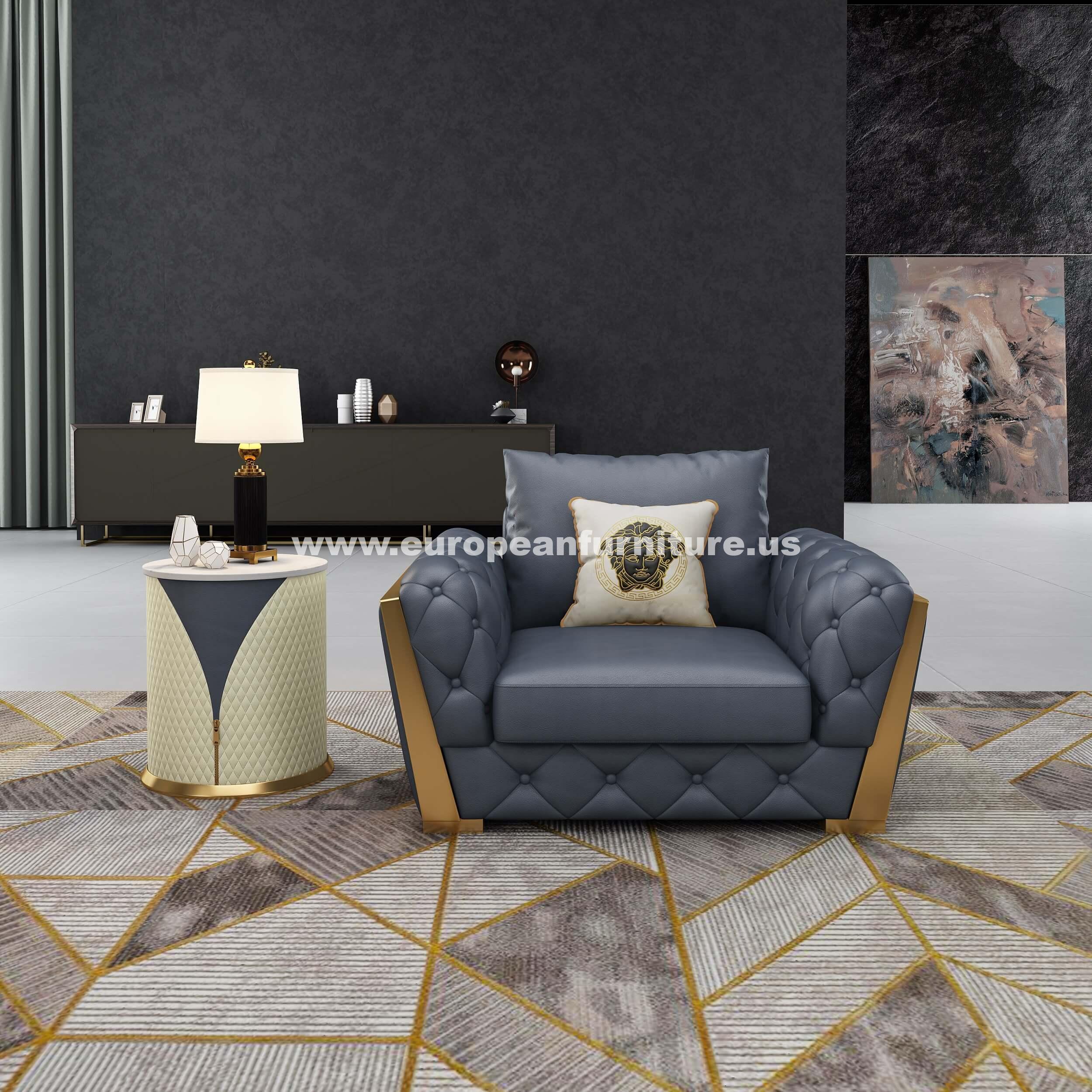 

                    
Buy Gray Italian Leather CASTELLO Sofa Set 3Pcs EUROPEAN FURNITURE Contemporary
