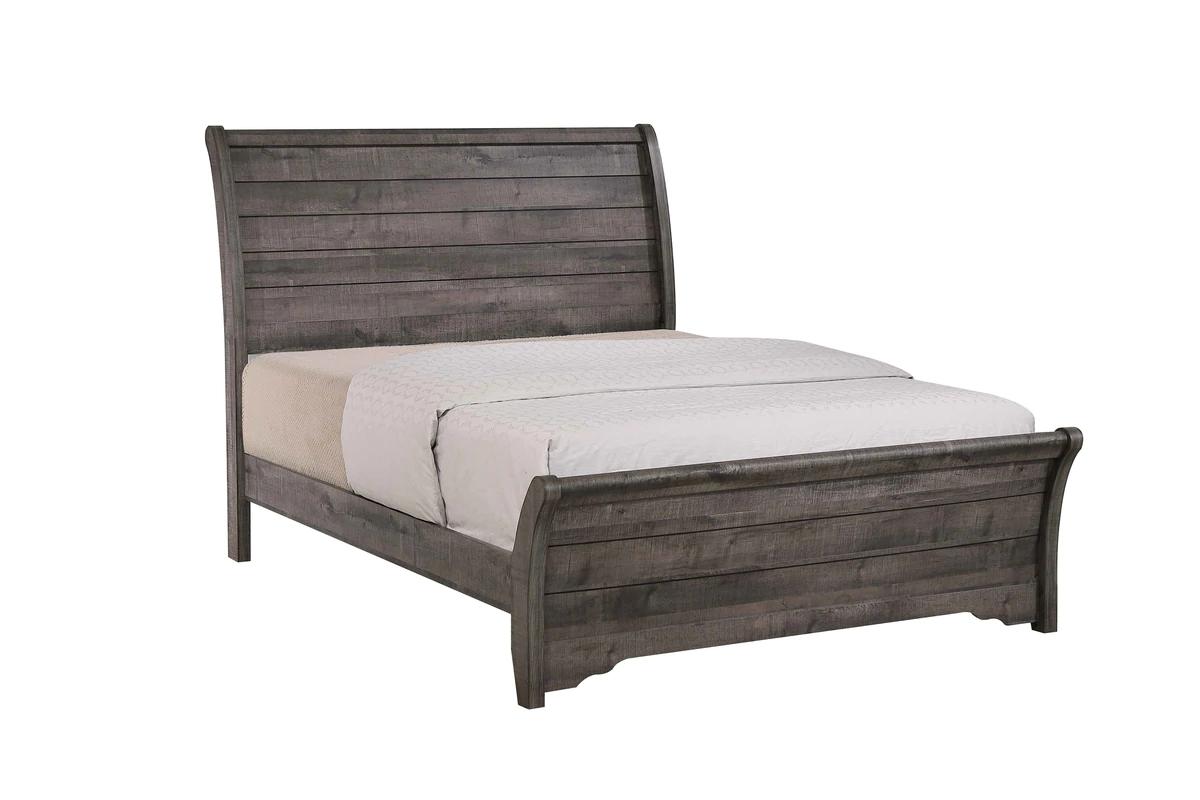 Traditional, Rustic Panel Bed Coralee B8100-K-Bed in Gray 