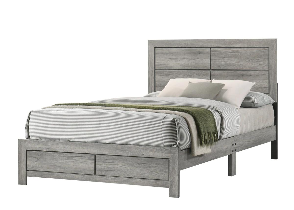 Modern, Transitional Panel Bed Hopkins B9320-K-Bed in Gray 
