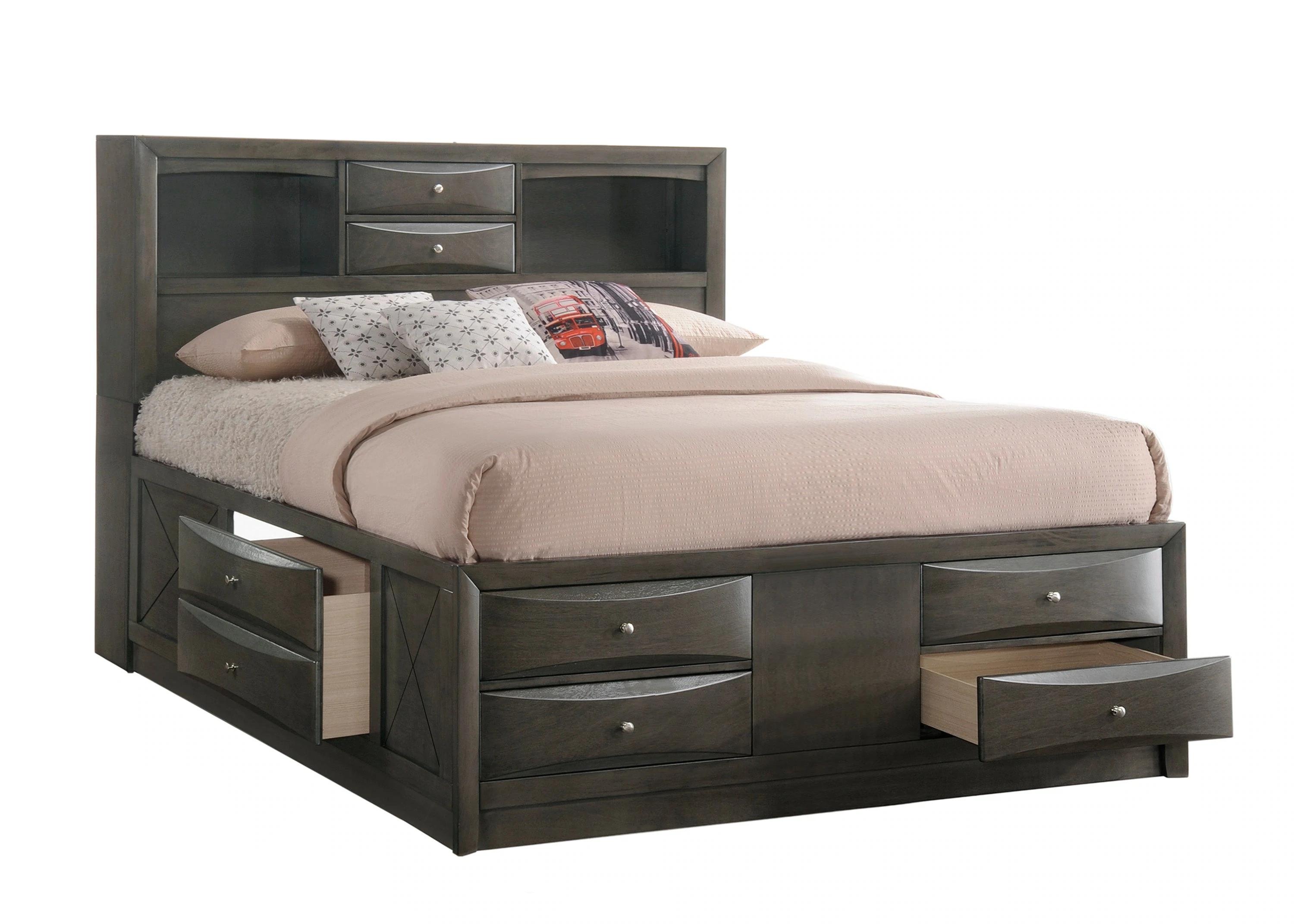 Contemporary, Transitional Storage Bed Emily B4275-K-Bed in Gray 