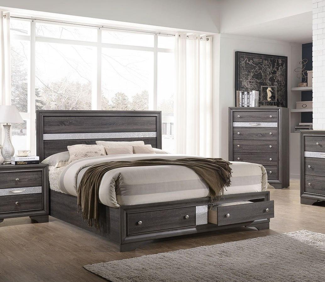 Contemporary, Modern Storage Bedroom Set MATRIX GHF-808857969781 in Gray 