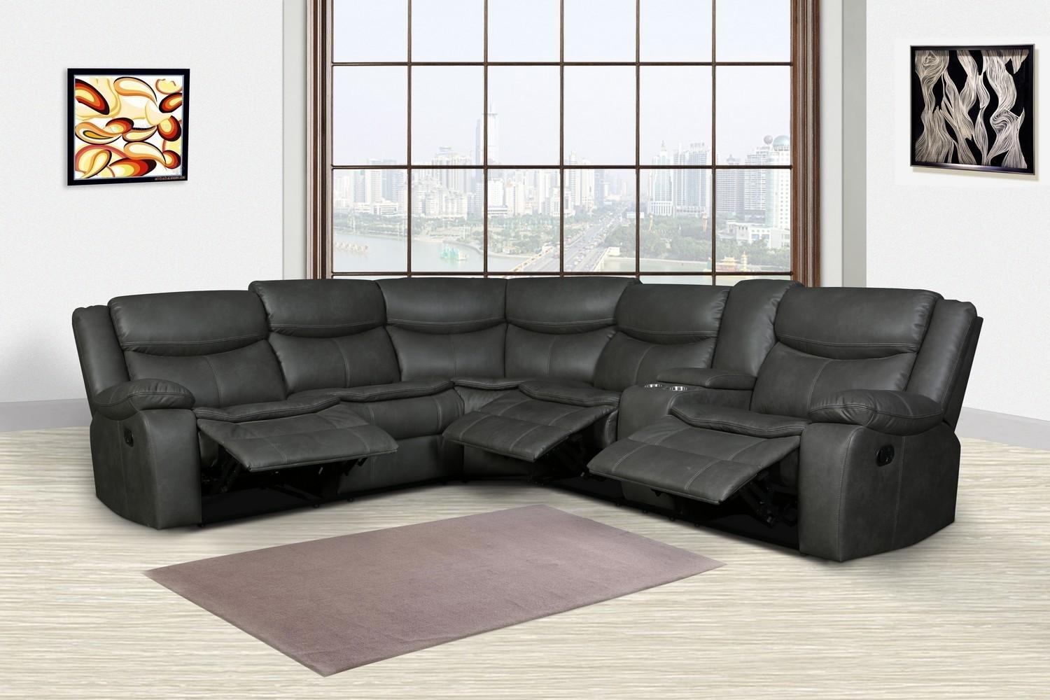 

                    
Global United 6967 Reclining Sectional Gray Leather Air Material Purchase 
