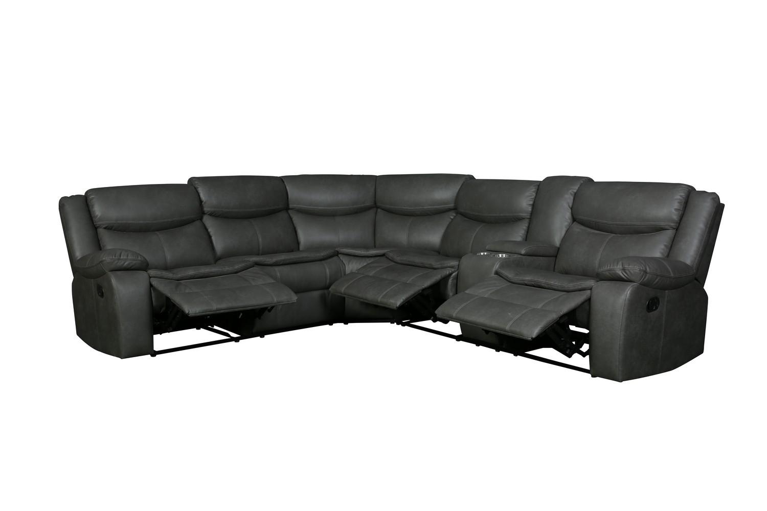 Contemporary Reclining Sectional 6967 6967-GRAY-SECT in Gray Leather Air Material