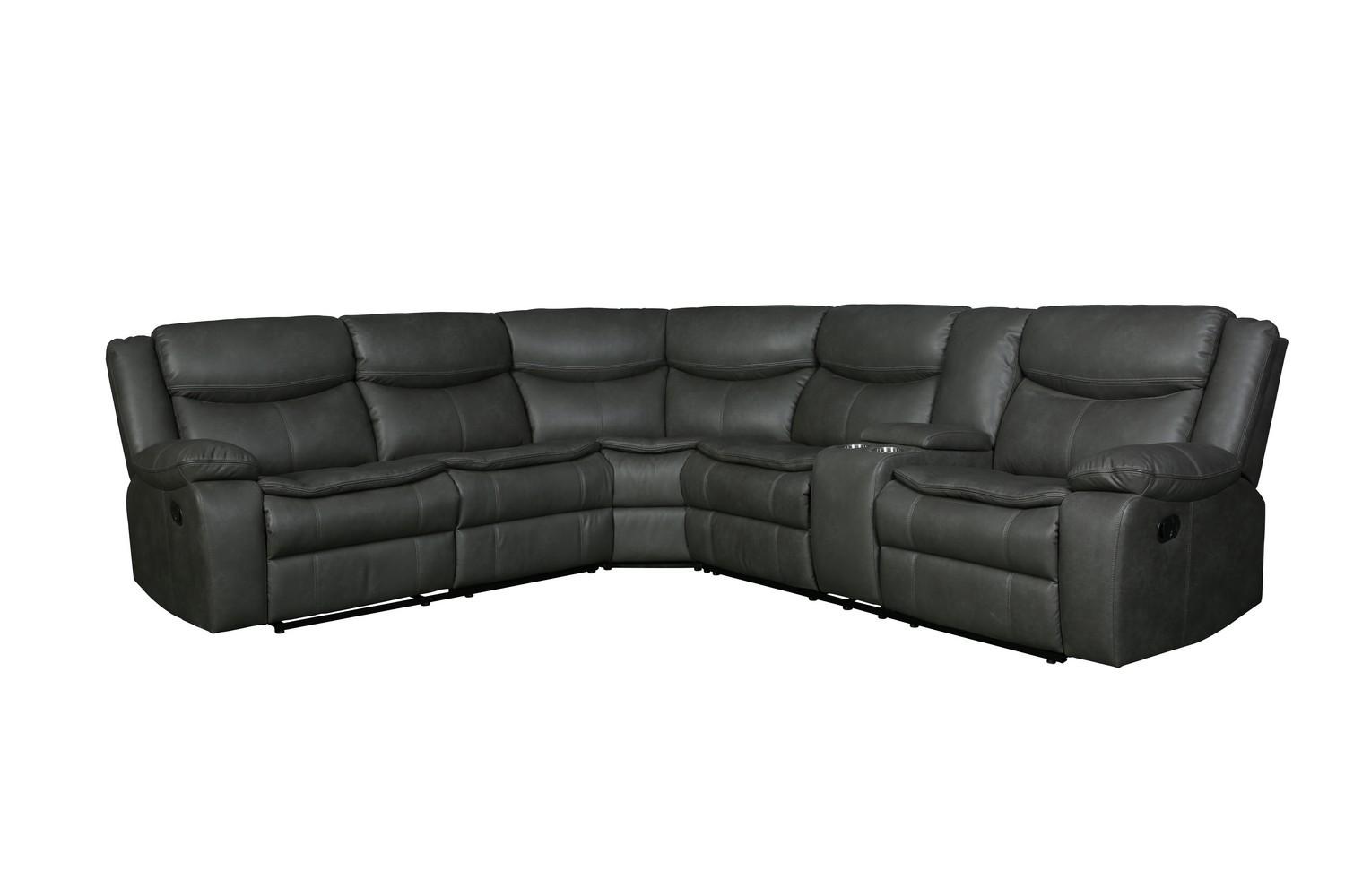 

    
Gray Leather Air Reclining Sectional Contemporary 6967 Global United

