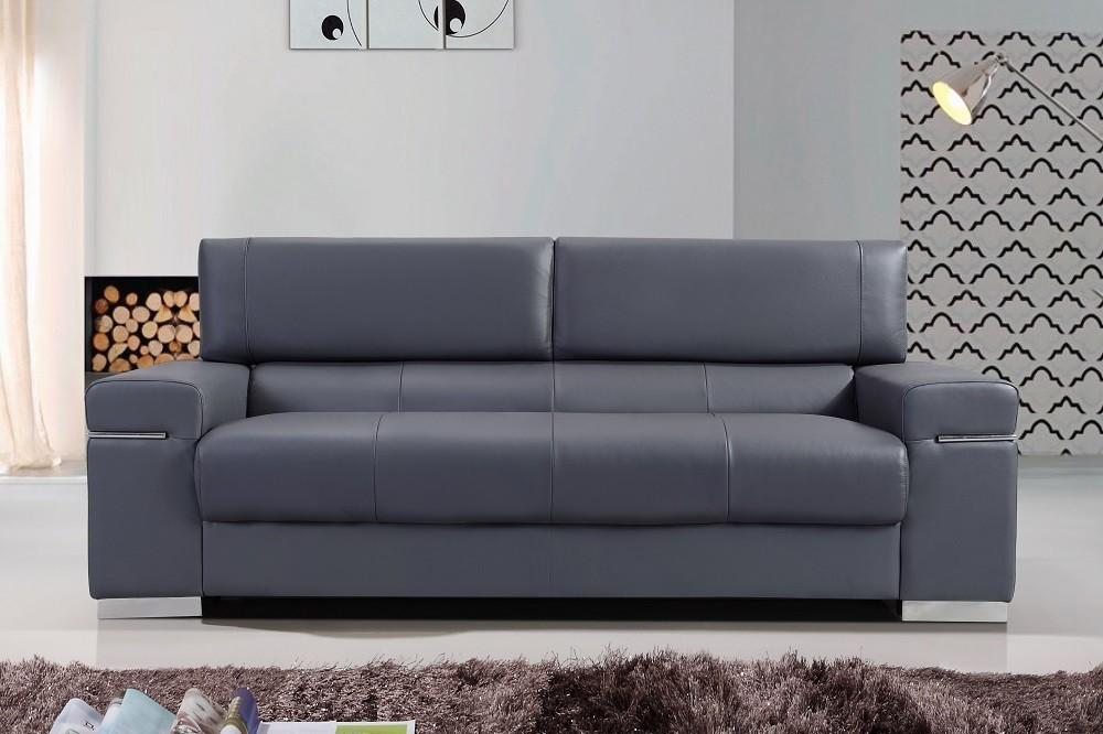 

    
Gray Leather With Adjustable Headrests Sofa Modern J&M Furniture Soho
