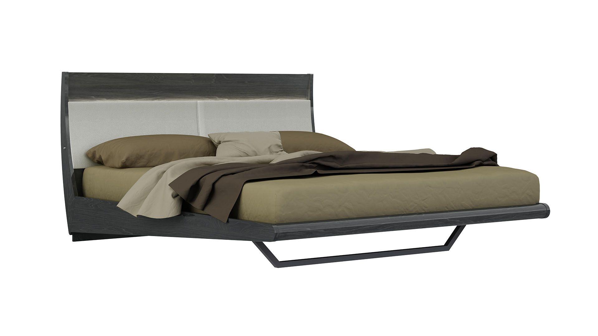 Contemporary, Modern Platform Bed P111-BED-EK B-P111-EK in Light Walnut, Gray PU