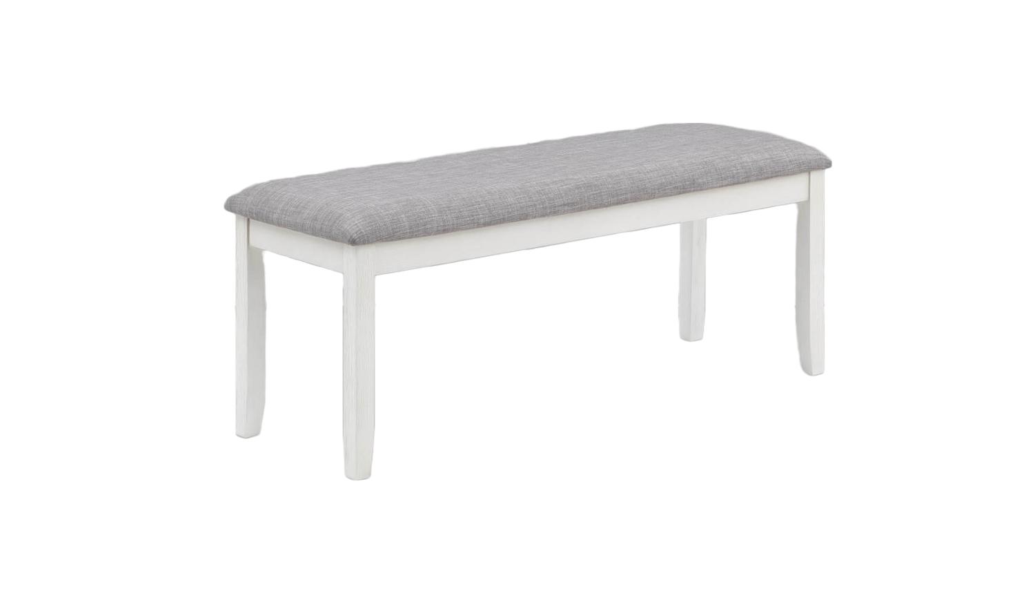 

    
White & Gray Linen Dining Bench by Crown Mark Nina 2217CG-BENCH
