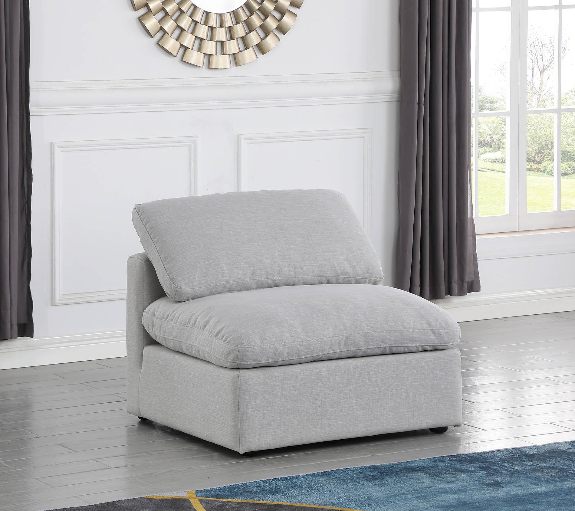

    
Gray Linen Fabric Armless Chair INDULGE 141Grey-Armless Meridian Contemporary
