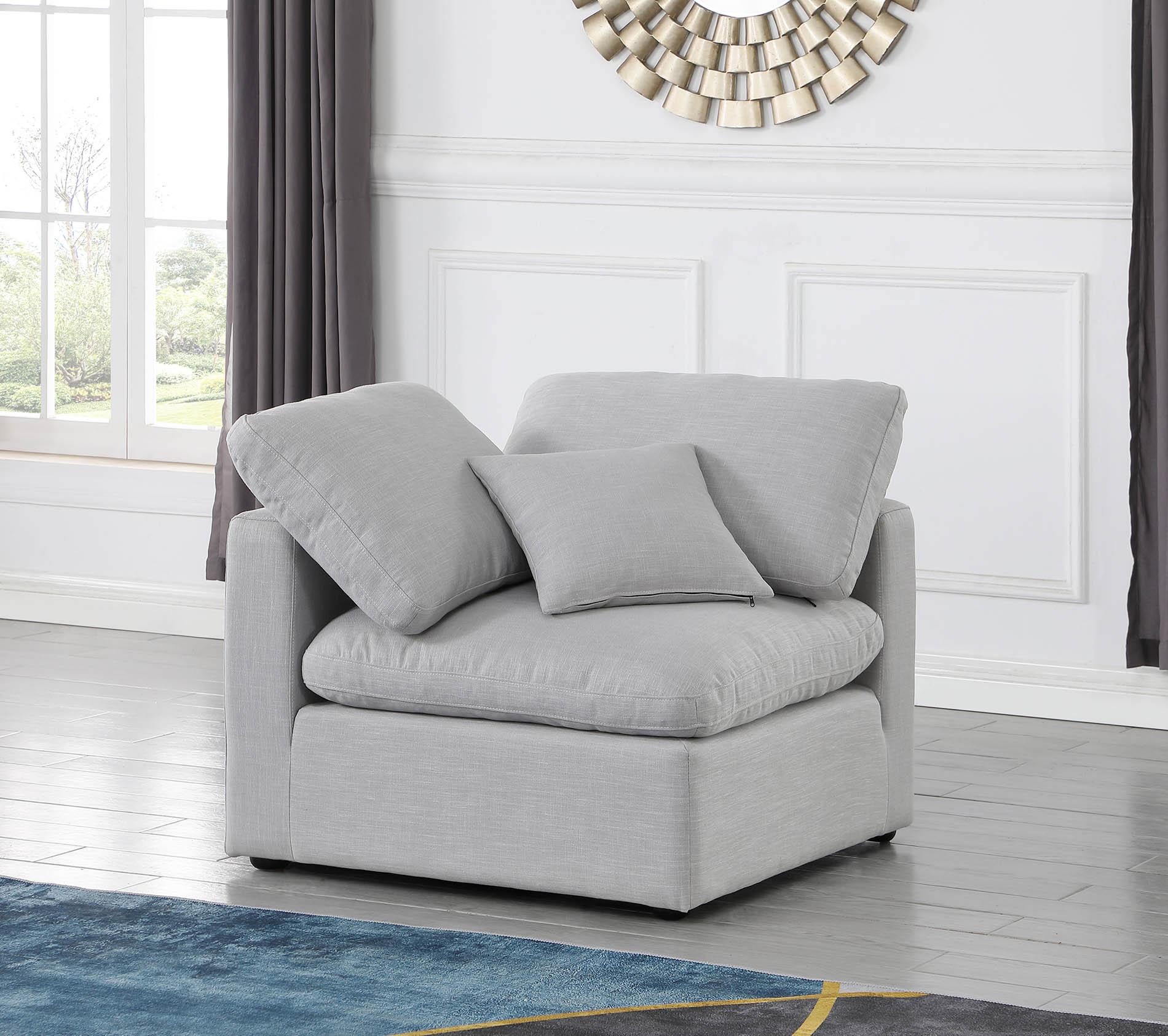 

    
Gray Linen Fabric Corner Chair INDULGE 141Grey-Corner Meridian Contemporary
