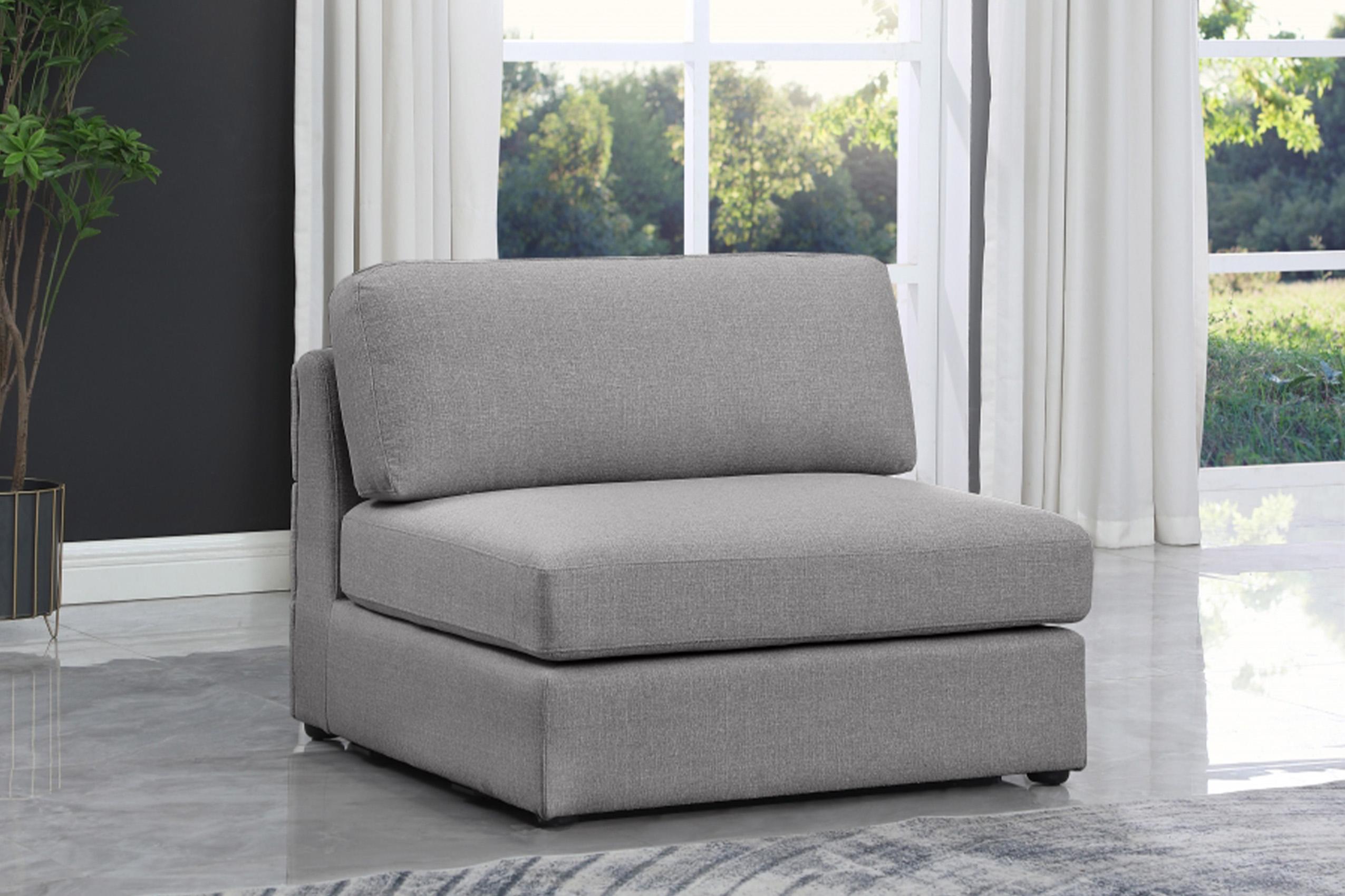 

    
Gray Linen Polyester Modular Armless Chair BECKHAM 681Grey-Armless Meridian
