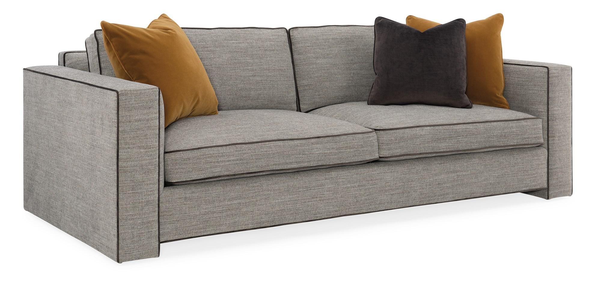 

    
Dark Gray Fabric Sofa Contemporary WELT PLAYED by Caracole
