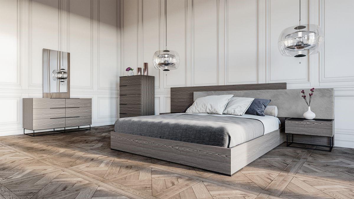Contemporary, Modern Panel Bedroom Set Enzo VGACENZO-SET-K-6pcs in Gray Fabric