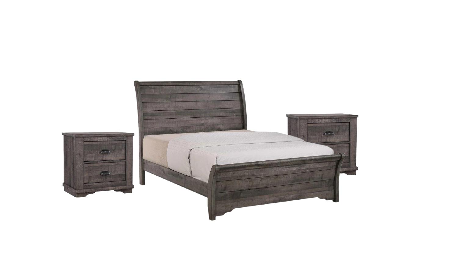 Traditional, Rustic Panel Bedroom Set Coralee B8100-K-Bed-3pcs in Gray 