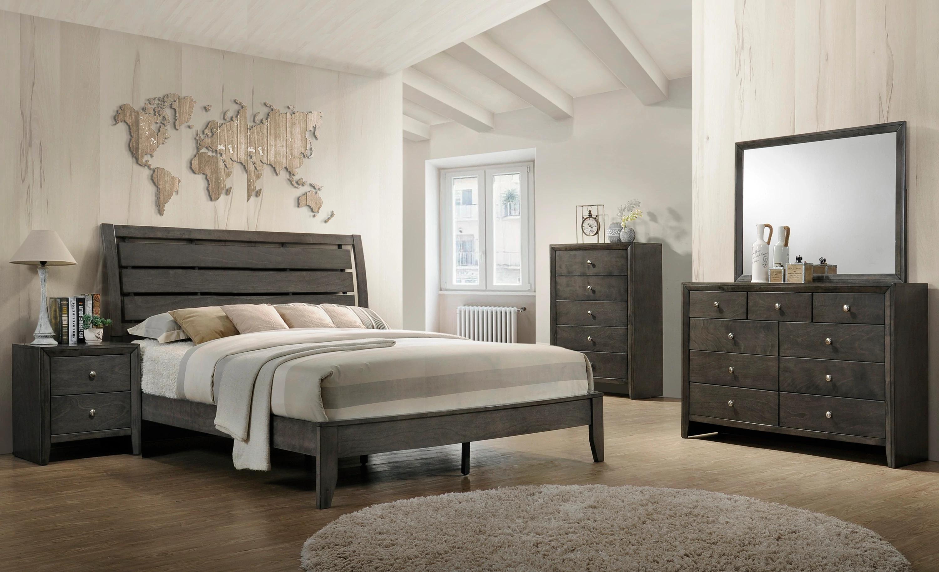 

    
Gray Panel Bedroom Set by Crown Mark Evan B4720-K-Bed-5pcs
