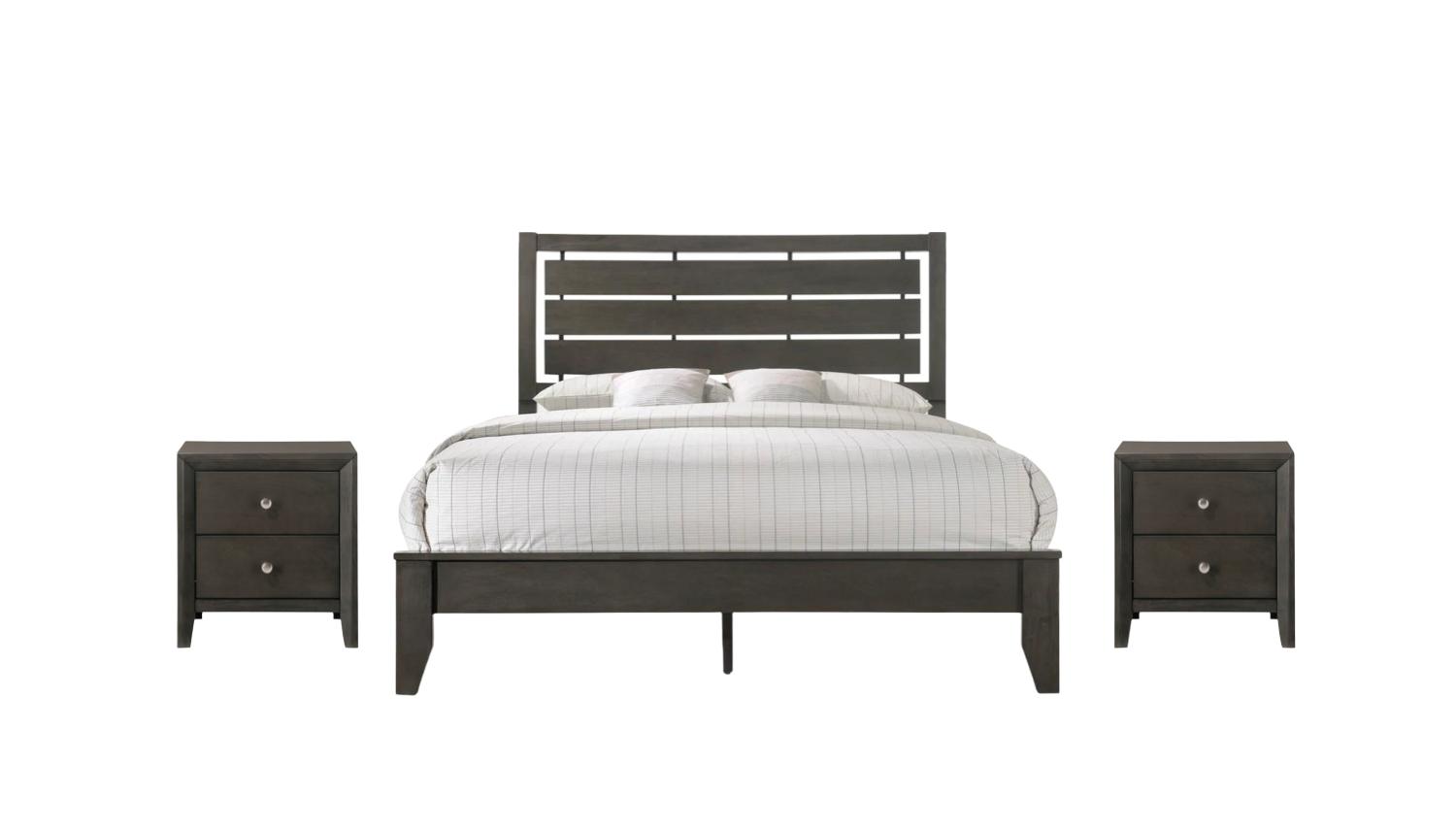 Contemporary, Rustic Panel Bedroom Set Evan B4720-Q-Bed-3pcs in Gray 