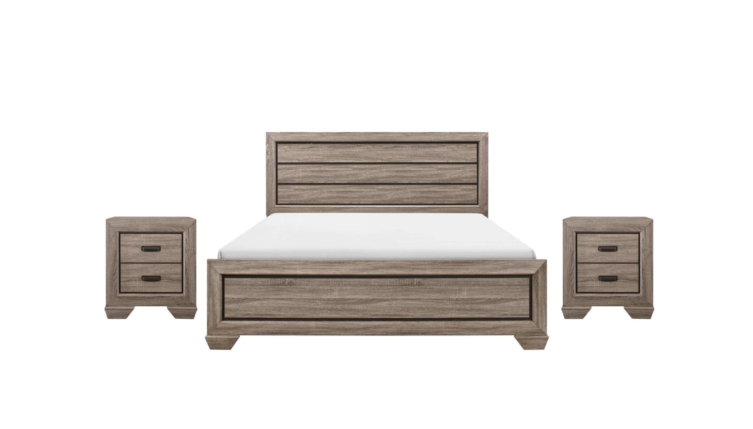 Contemporary, Rustic Panel Bedroom Set Farrow B5500-K-Bed-3pcs in Gray 