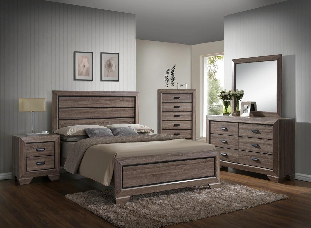 Contemporary, Rustic Panel Bedroom Set Farrow B5500-K-Bed-5pcs in Gray 