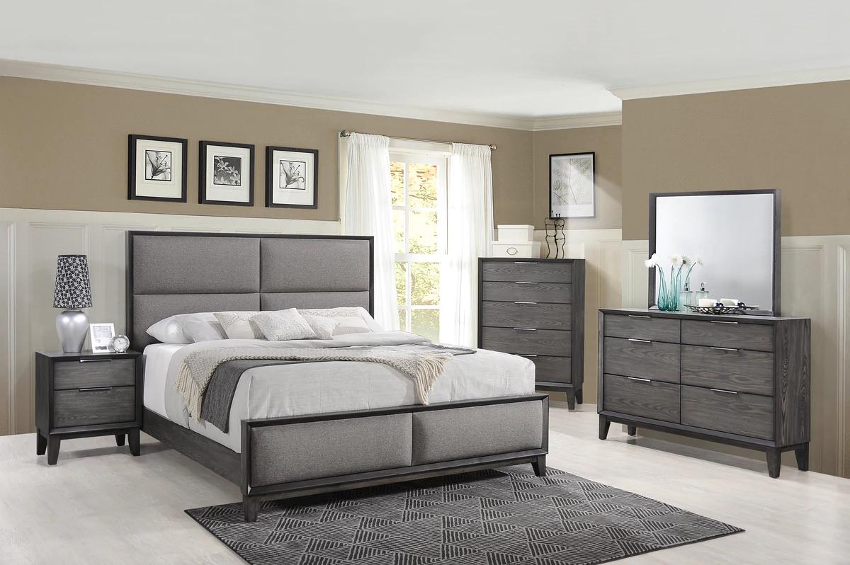 

    
Gray Panel Bedroom Set by Crown Mark Florian B6570-CK-Bed-6pcs

