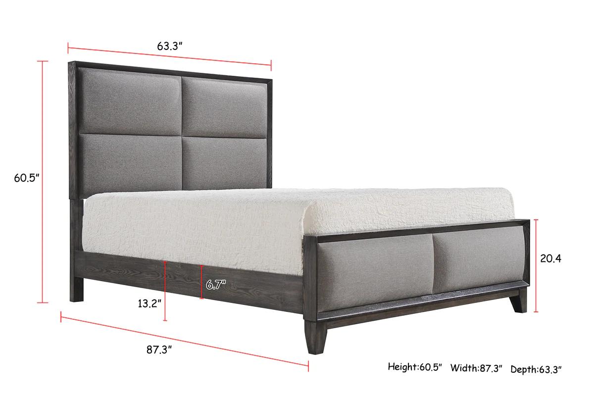 

    
Crown Mark Florian Panel Bedroom Set Gray B6570-Q-Bed-3pcs
