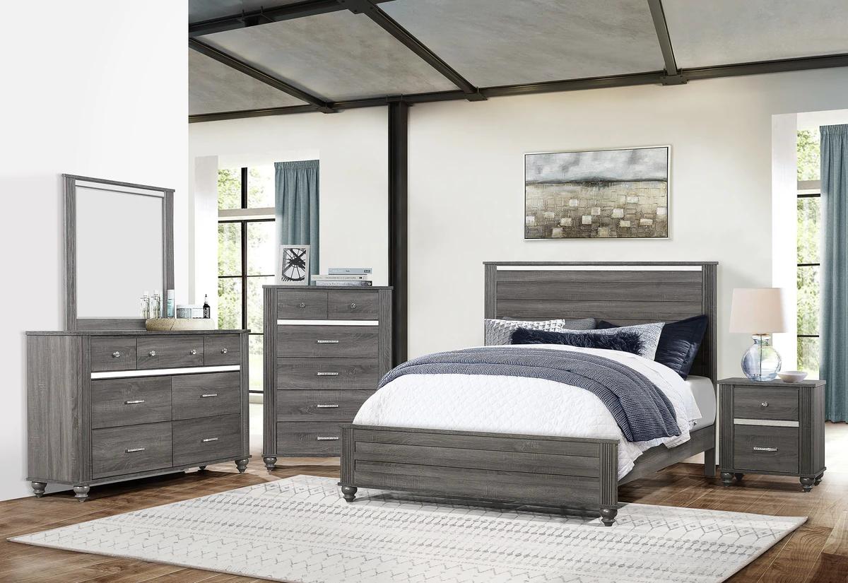 

    
Gray Panel Bedroom Set by Crown Mark Gaston B9520-CK-Bed-5pcs
