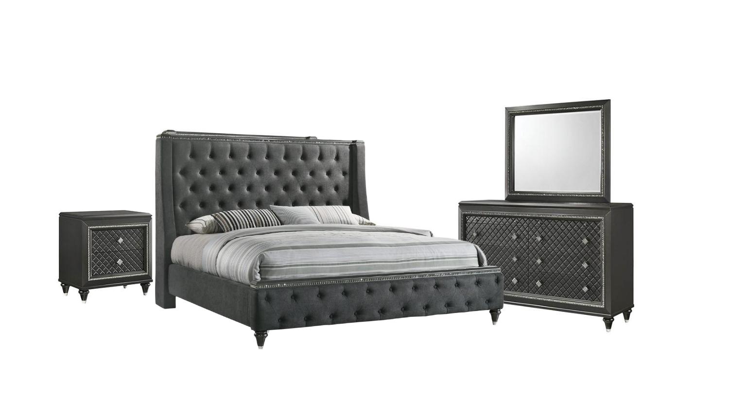 

    
Gray Panel Bedroom Set by Crown Mark Giovani B7900-K-Bed-5pcs
