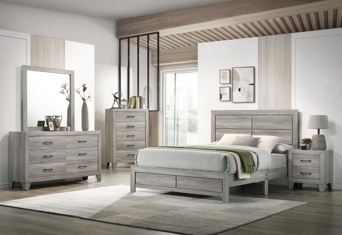 

    
Gray Panel Bedroom Set by Crown Mark Hopkins B9320-K-Bed-5pcs
