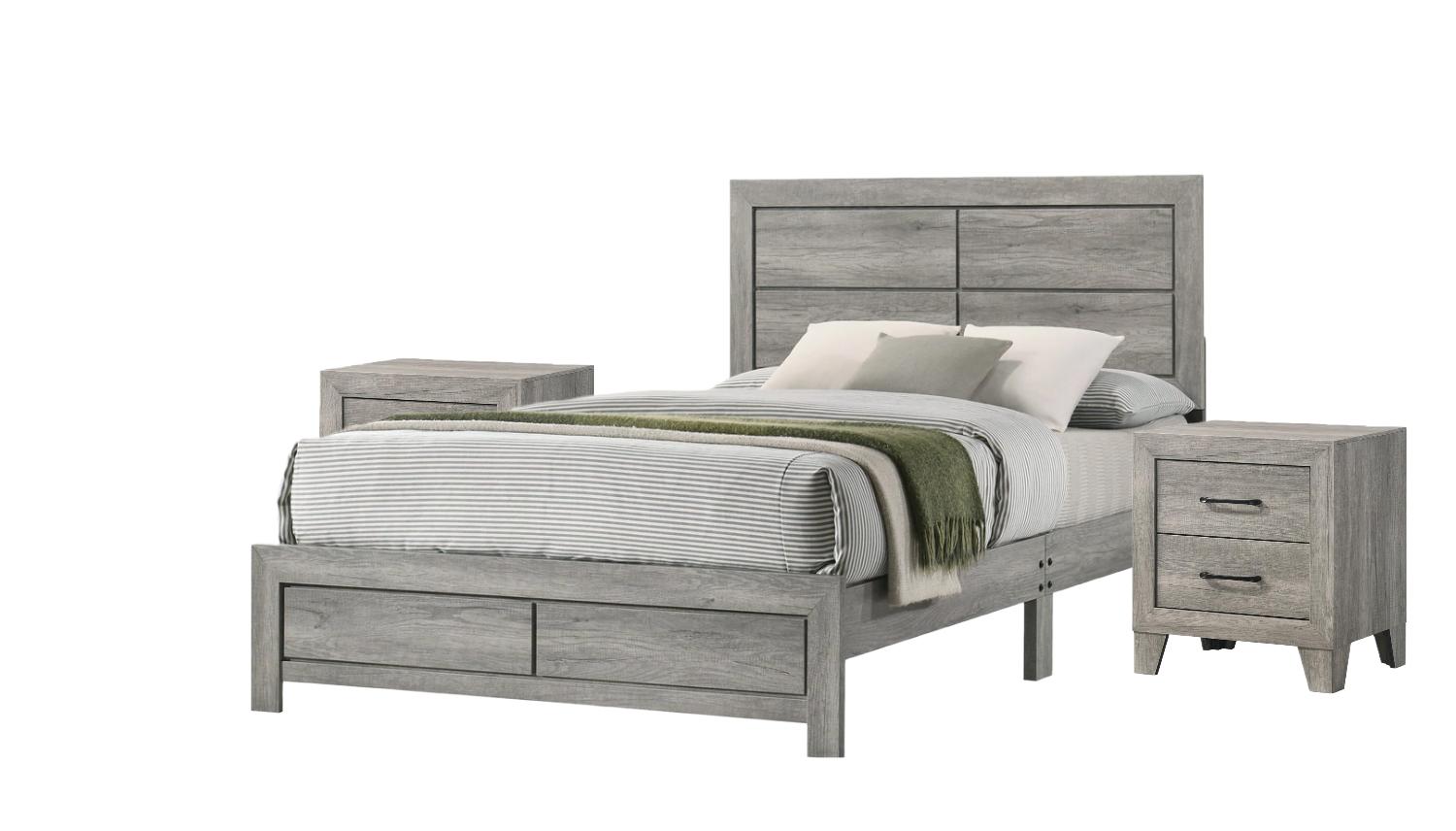 Modern, Transitional Panel Bedroom Set Hopkins B9320-Q-Bed-3pcs in Gray 