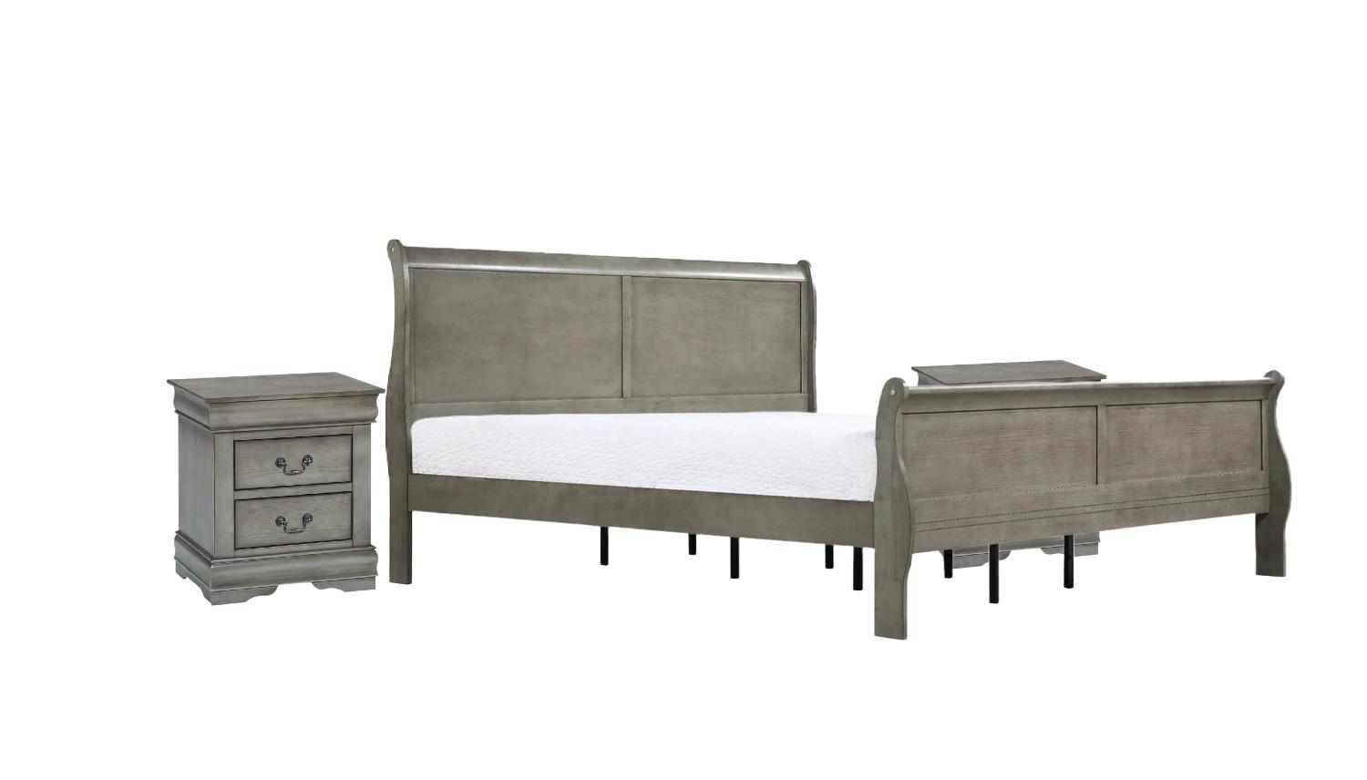 

    
Gray Panel Bedroom Set by Crown Mark Louis Philip B3550-K-Bed-3pcs
