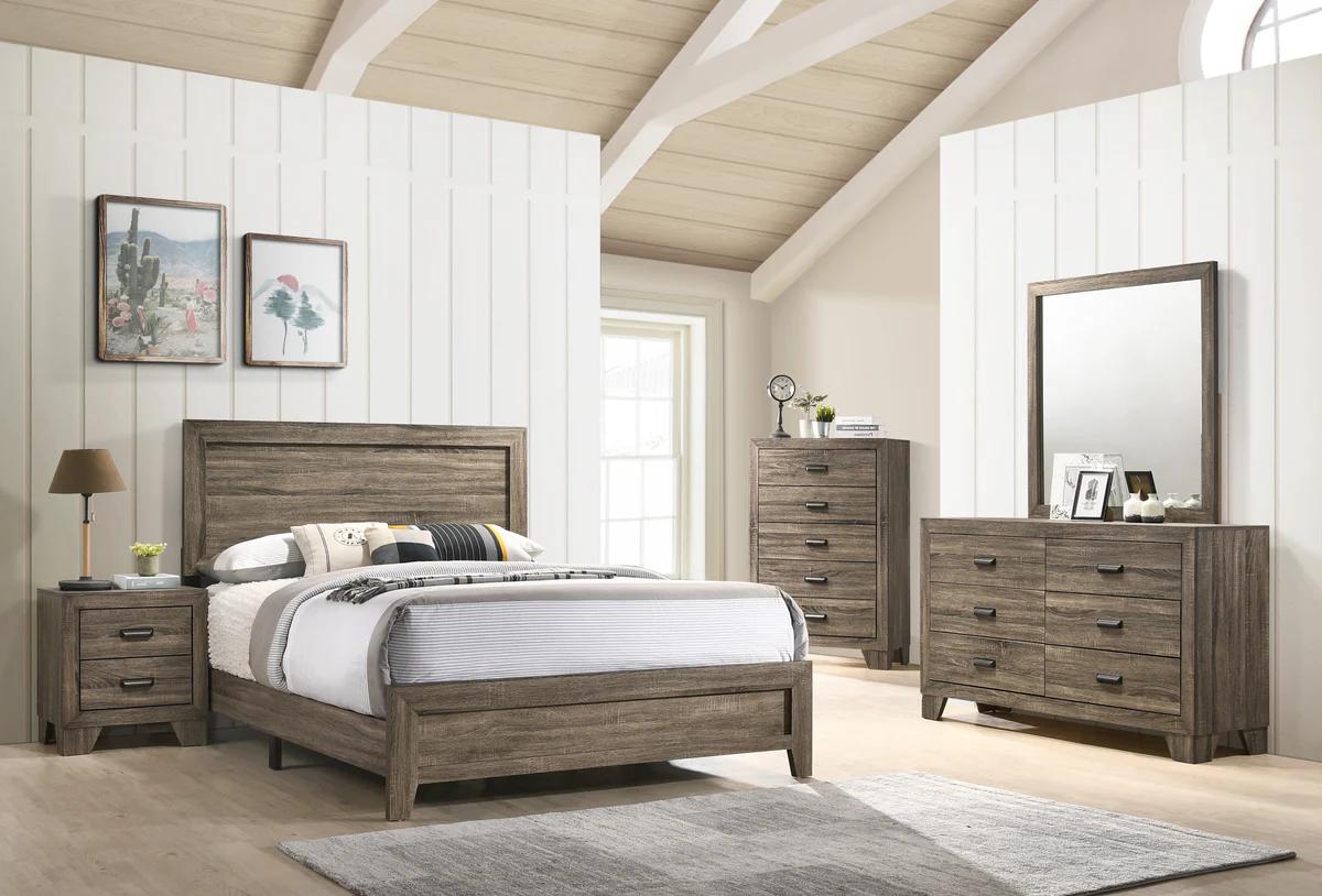 Casual, Farmhouse Panel Bedroom Set Millie B9250-F-Bed-5pcs in Gray 