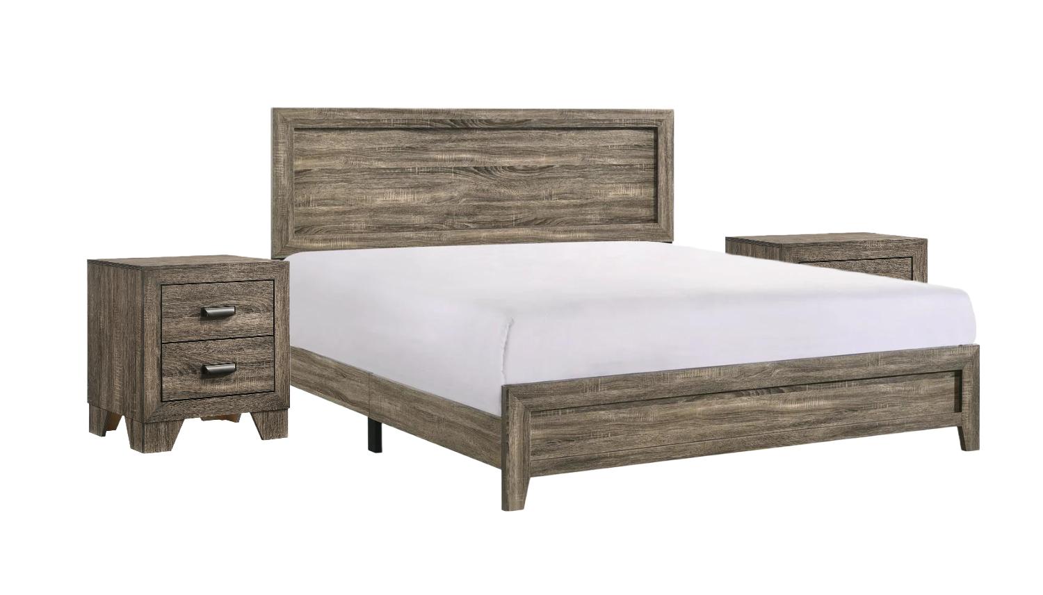 Casual, Farmhouse Panel Bedroom Set Millie B9250-K-Bed-3pcs in Gray 