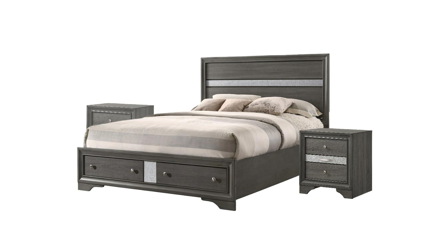 Modern Panel Bedroom Set Regata B4650-K-Bed-3pcs in Gray 