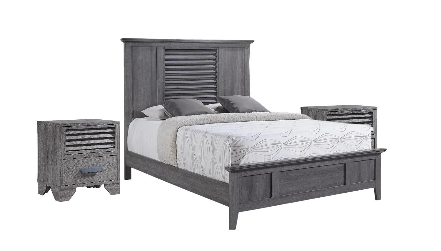 Transitional, Farmhouse Panel Bedroom Set Sarter B4760-K-Bed-3pcs in Gray 
