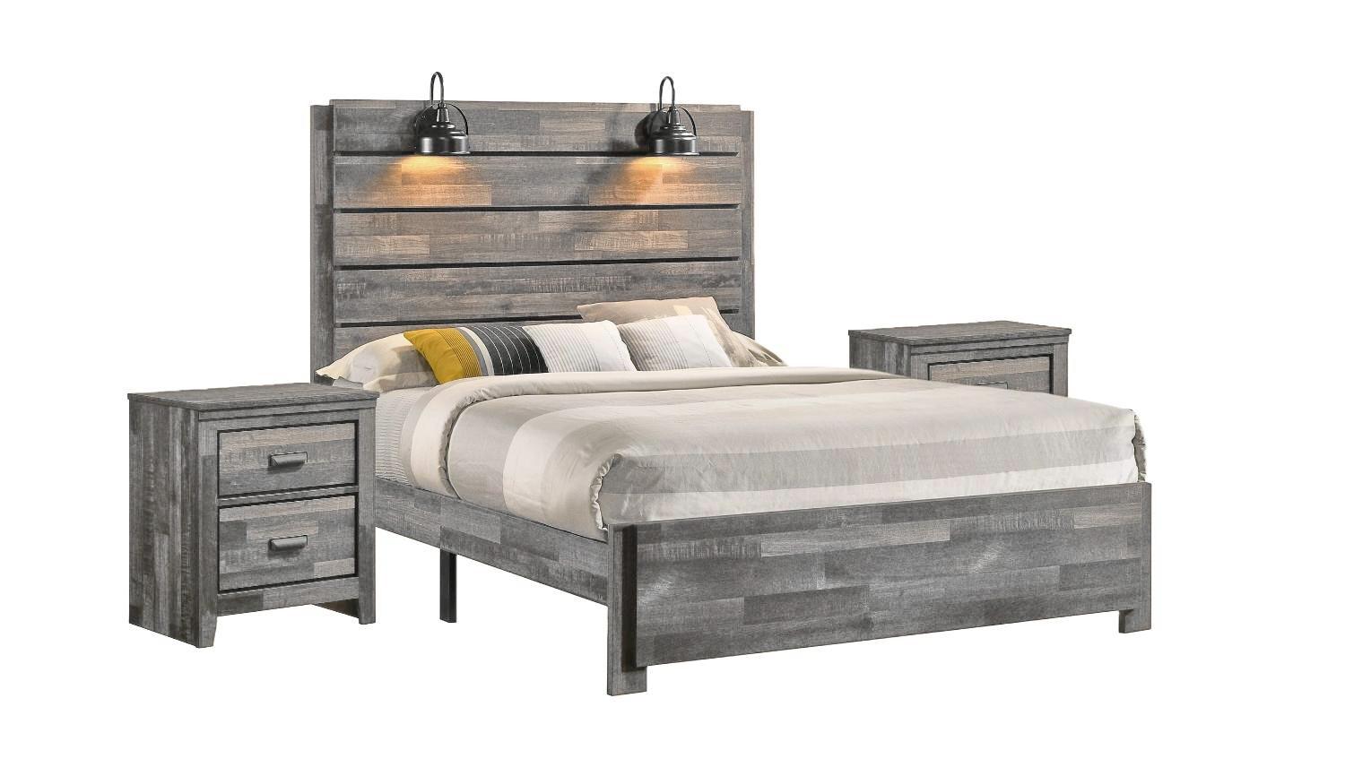 Traditional, Rustic Panel Bedroom Set Carter B6820-K-Bed-3pcs in Gray 