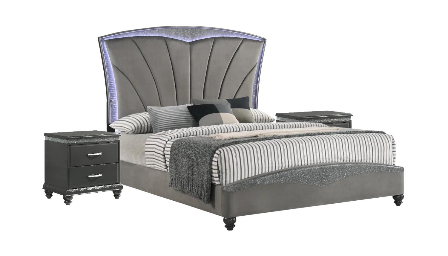

    
Gray Panel Bedroom Set w/ LED by Crown Mark Frampton B4790-K-Bed-3pcs
