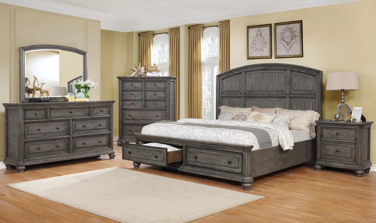 Traditional, Farmhouse Panel Bedroom Set Lavonia B1885-K-Bed-5pcs in Gray 