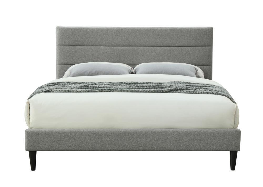 Modern, Transitional Panel Bed WILLA 1138-103 1138-103 in Gray Fabric