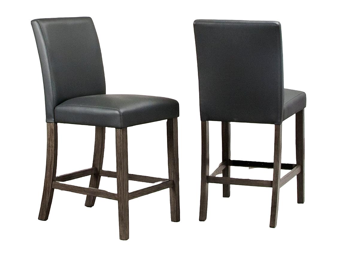 Modern, Simple Counter Chair Set Pompei 2877GY-S-24-2pcs in Dark Gray, Brown PU