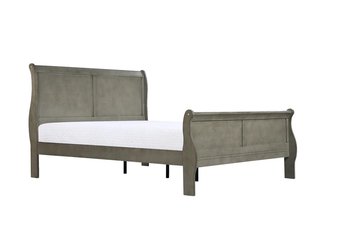 Contemporary, Simple Panel Bed Louis Philip B3550-Q-Bed in Gray 