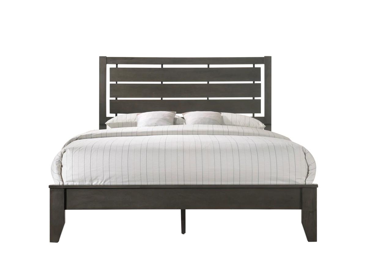 Contemporary, Rustic Panel Bed Evan B4720-Q-Bed in Gray 