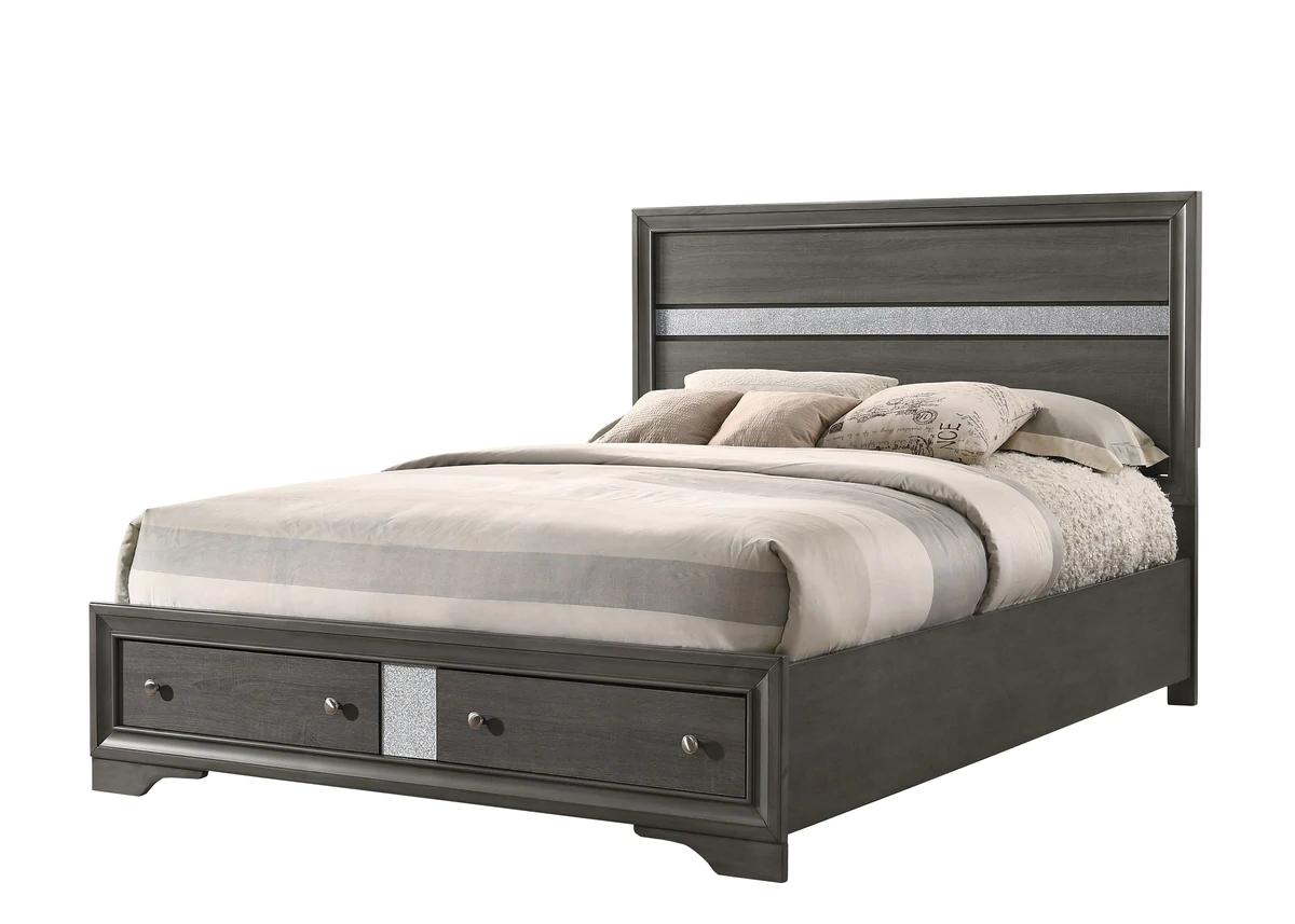 Modern Panel Bed Regata B4650-Q-Bed in Gray 