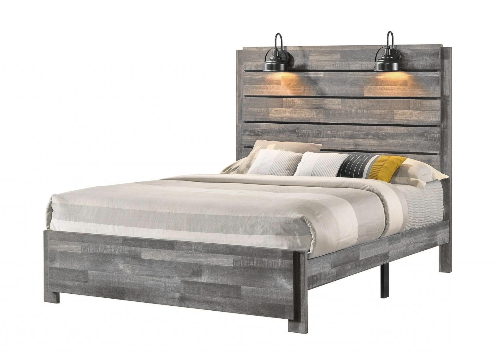 Traditional, Rustic Panel Bed Carter B6820-Q-Bed in Gray 
