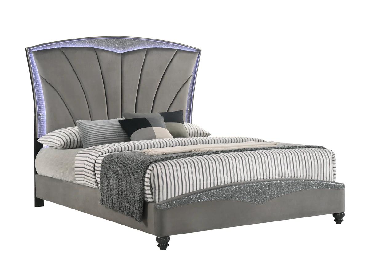 Modern Panel Bed Frampton B4790-Q-Bed in Gray 