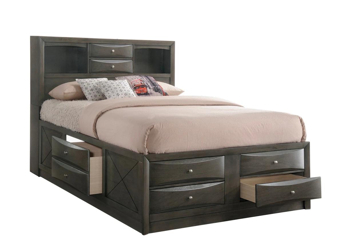 

    
Gray Queen Size Storage Platform Bed by Crown Mark Emily B4275-Q-Bed
