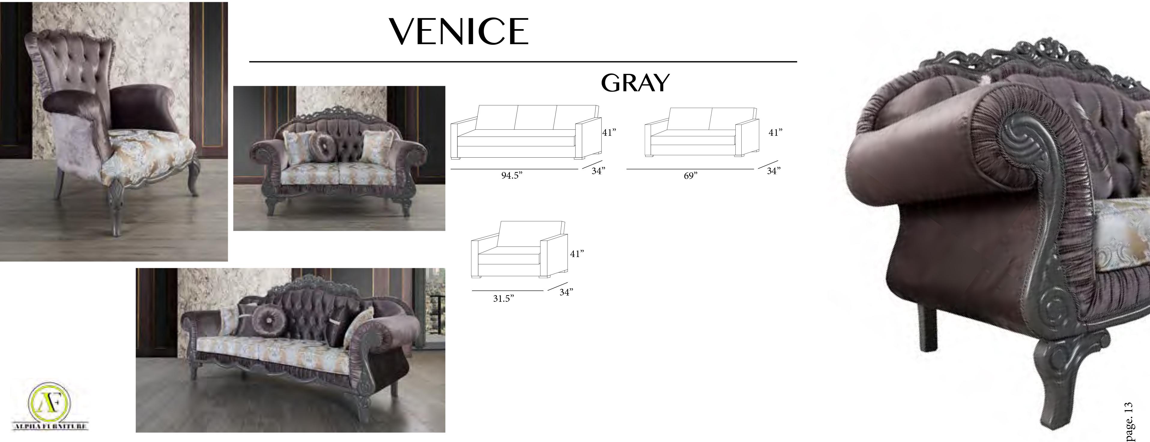 

    
Gray Satin & Floral Fabric Sofa Traditional Alpha Furniture Venice
