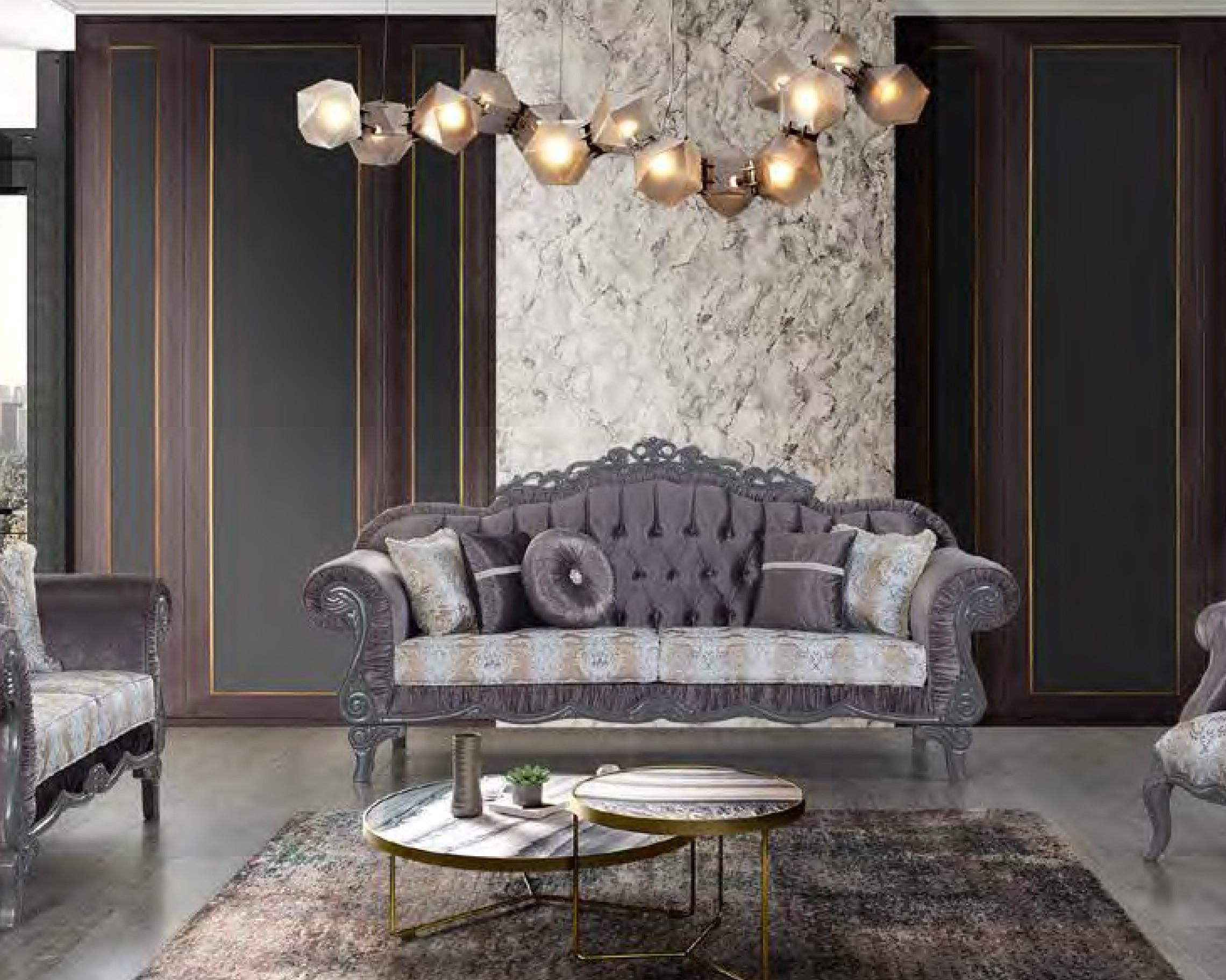 Traditional Sofa Venice VENICE-GR-SF in Gray Fabric
