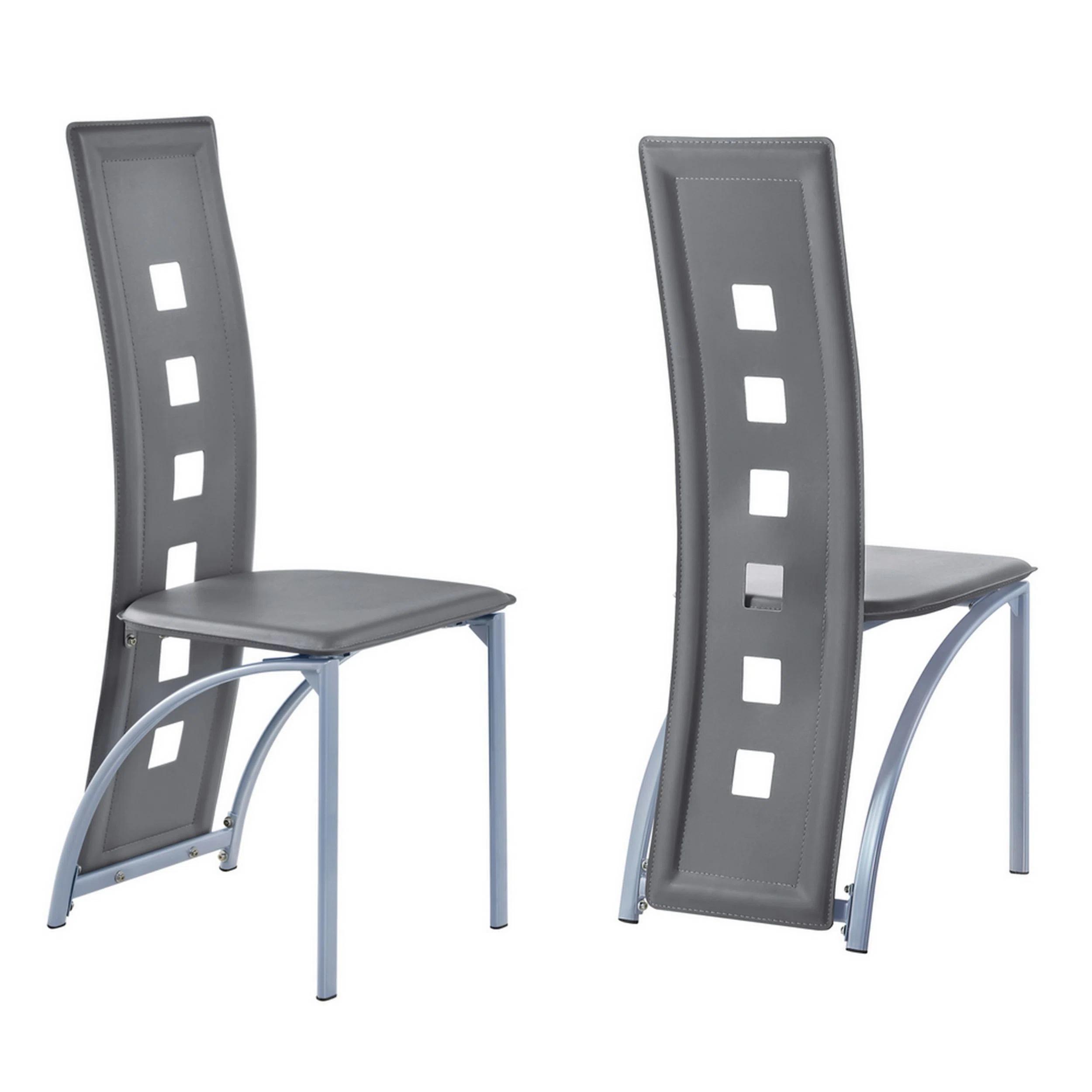 Contemporary Dining Chair Set Echo 1171S-2pcs in Gray PU