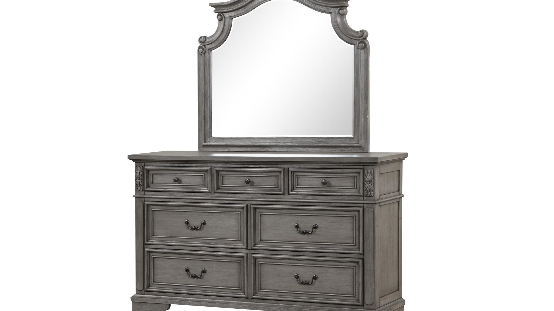 Classic, Traditional Dresser With Mirror GRACE-DR+MR GRACE-DR+MR in Gray 