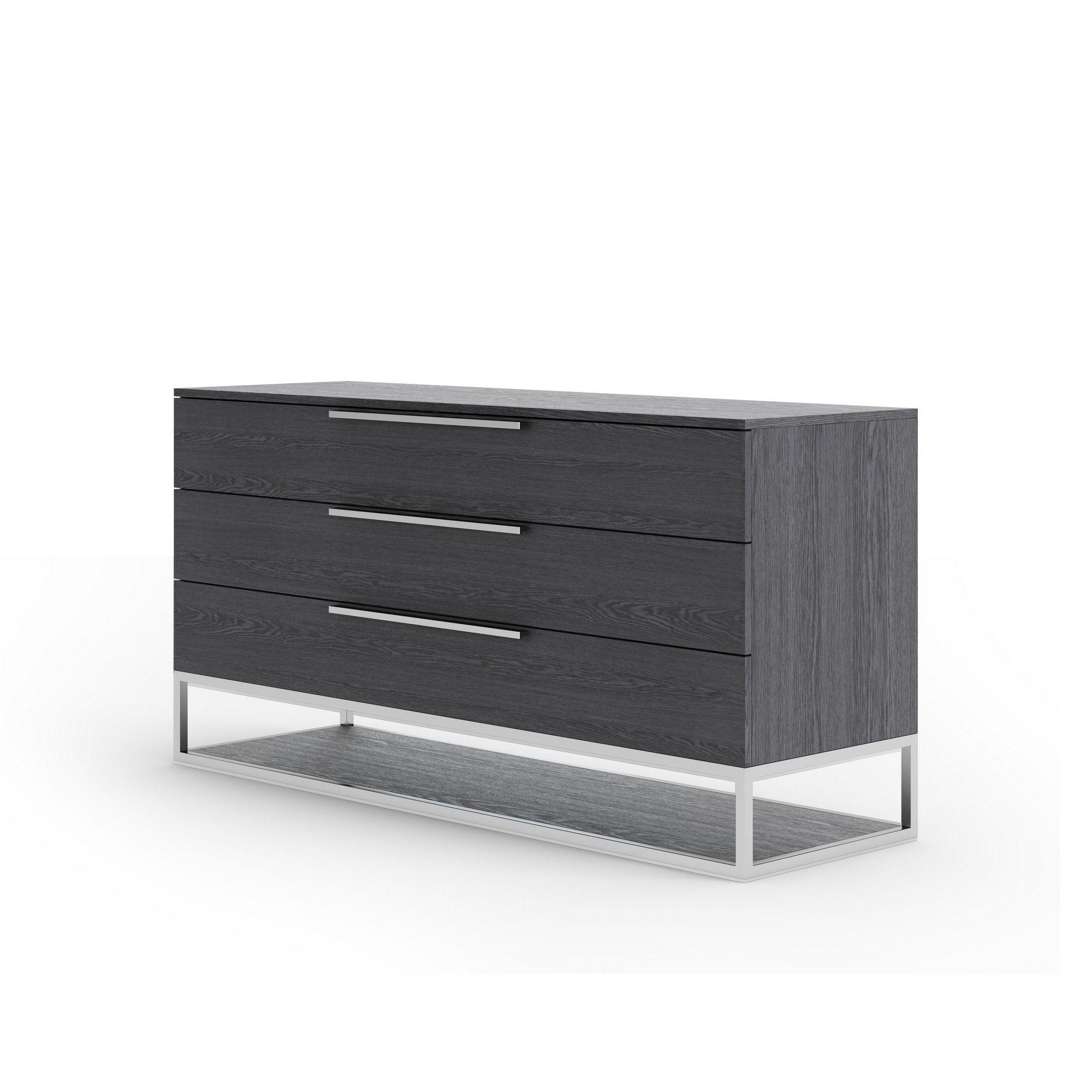 

    
Gray & Stainless Steel 3 Drawers Dresser by VIG Modrest Heloise
