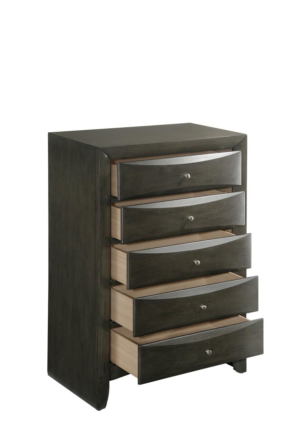 

                    
Buy Gray Storage Panel Bedroom Set by Crown Mark Emily B4275-K-Bed-6pcs
